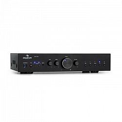 Auna AV2-CD608BT, HiFi stereo zosilňovač, 4 x 100 W RMS, BT, digitálny optický vstup, USB, čierny