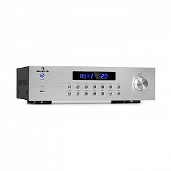 Auna AV2-CD850BT, 4-zónový HiFi stereo zosilňovač, 8 x 50 W RMS, bluetooth, USB, FM, strieborný
