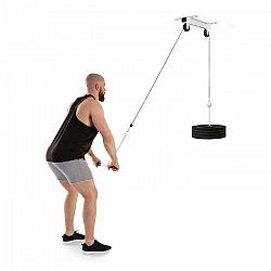 KLARFIT Hangman , kladka, stropná inštalácia, 2 m kábel, tricepsová tyč, biela farba