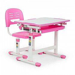 OneConcept Annika detský písací stôl, dvojdielna sada, stôl, stolička, výškovo nastaviteľné, ružová